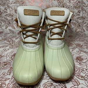 White Sperry Boots